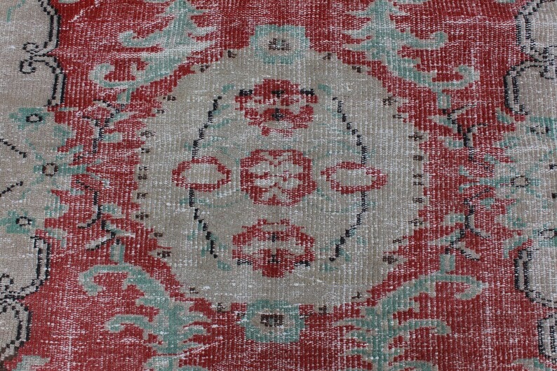 Turkish rug, Vintage area rug, Livingroom rug, Organic wool rug, Oriental rug, Home decor, Boho decor, Handmade rug, 5.2 x 8.3 ft MB9119 image 9