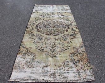 Turkish rug, Vintage rug, Runner rug, Hallway rug, Handmade wool rug, Boho decor, Home decor,Kitchen rug, Entryway rug, 3.7 x 9 ft MBZ0858