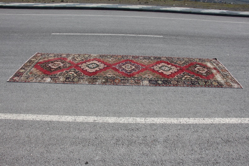runner rug turkish rug vintage rug Free Shipping 4.3 x 12.8 ft oushak runner rug organic wool rug MB6520 floor rug hallway rug