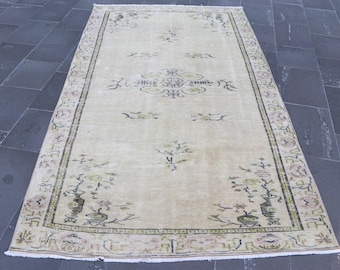 vintage rug, turkish rug, oushak rug, tribal rug, Free Shipping 4.5 x 8 ft turkey rug, hall rug, bohemian rug, wool rug, area rug MBS10273
