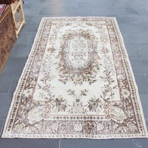 Turkish rug, Vintage wool rug, Oushak rug, Boho decor rug, Area rug, Kitchen rug, 3.9 X 7.1 ft Bedroom rug, Tribal rug, Wool rug, MBZ3771