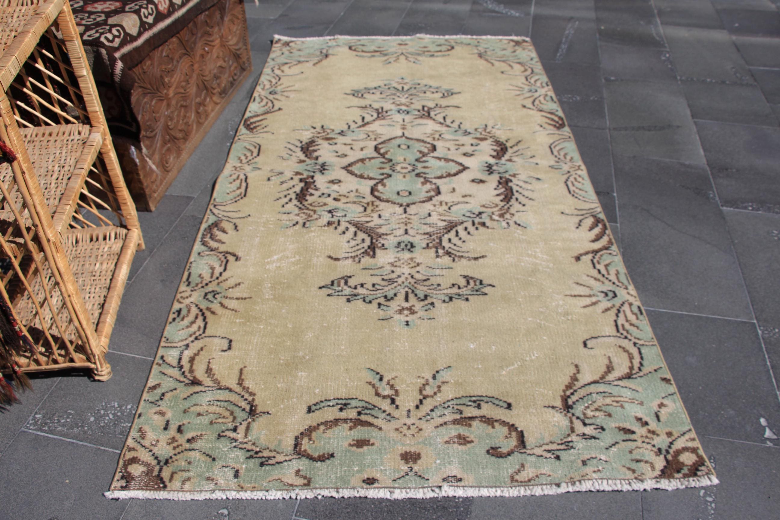 トルコ絨毯、ヴィンテージ絨毯、小型絨毯、エリア絨毯 3.6 x 7.2