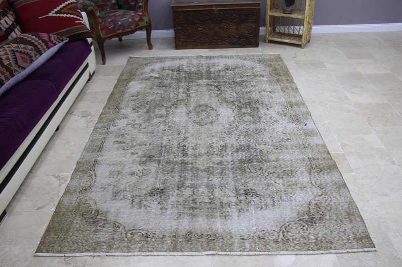 vintage rug 5.6 x 8.9 ft boho rug wool rug handmade rug bedroom rug large area rug beige rug turkish rug MB9002 home decor
