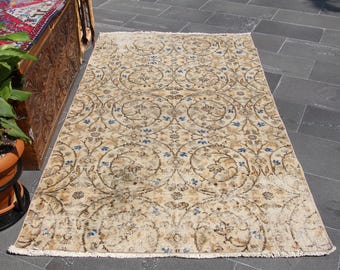 Vintage Area Rug, Orange Rug, Bedroom Rug  3.7 Ft X 6.8 Ft Free Shipping , Wool Rug , Turkish Rug , Oriental Rug , Boho Decor Rug, MBZ1178