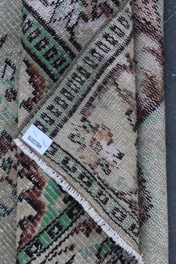Turkish Rug, Vintage Green Large Rug, Diningroom Rug