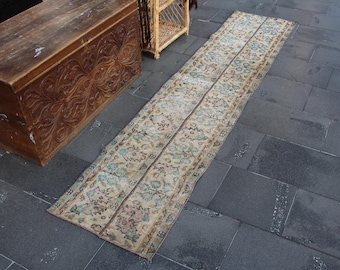 Turkish runner rug, 1.8 x 8.1 ft. Hallway rug, Bohemian size rug, Oushak rug, Area rug boho rug, Nomadic rug wool MB14751