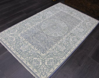 Bedroom rug, Vintage rug, Turkish rug, 3.8 x 6 ft  Oushak rug, Organic Wool rug, Bohemian decor rug, Oriental rug, Rustic decor, MB12948