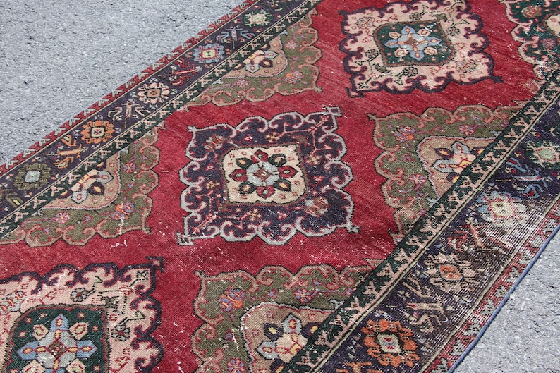 runner rug turkish rug vintage rug Free Shipping 4.3 x 12.8 ft oushak runner rug organic wool rug MB6520 floor rug hallway rug