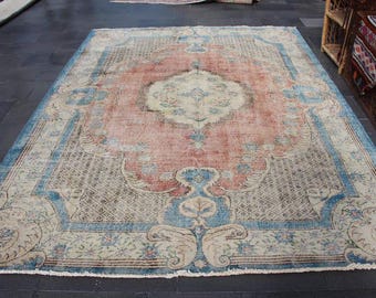 Oversize rug, Vintage rug, Handmade rug, Bohemian rug, Turkish rug, Oriental rug, Organic wool rug, Carpet, 7.1 x 12.8 ft MBZ4667