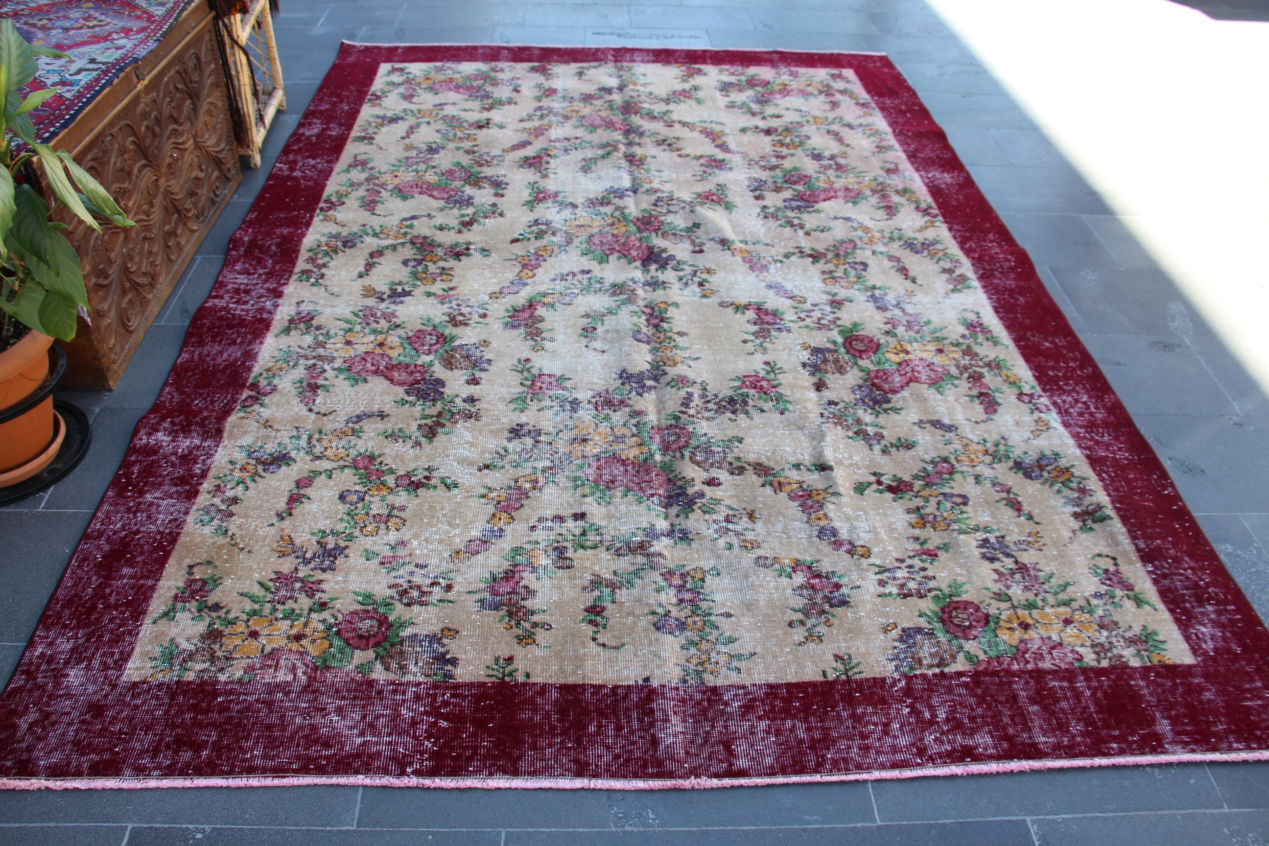 Turkish Rug Large, Vintage Rug, Handmade Wool Rug, Area Rug