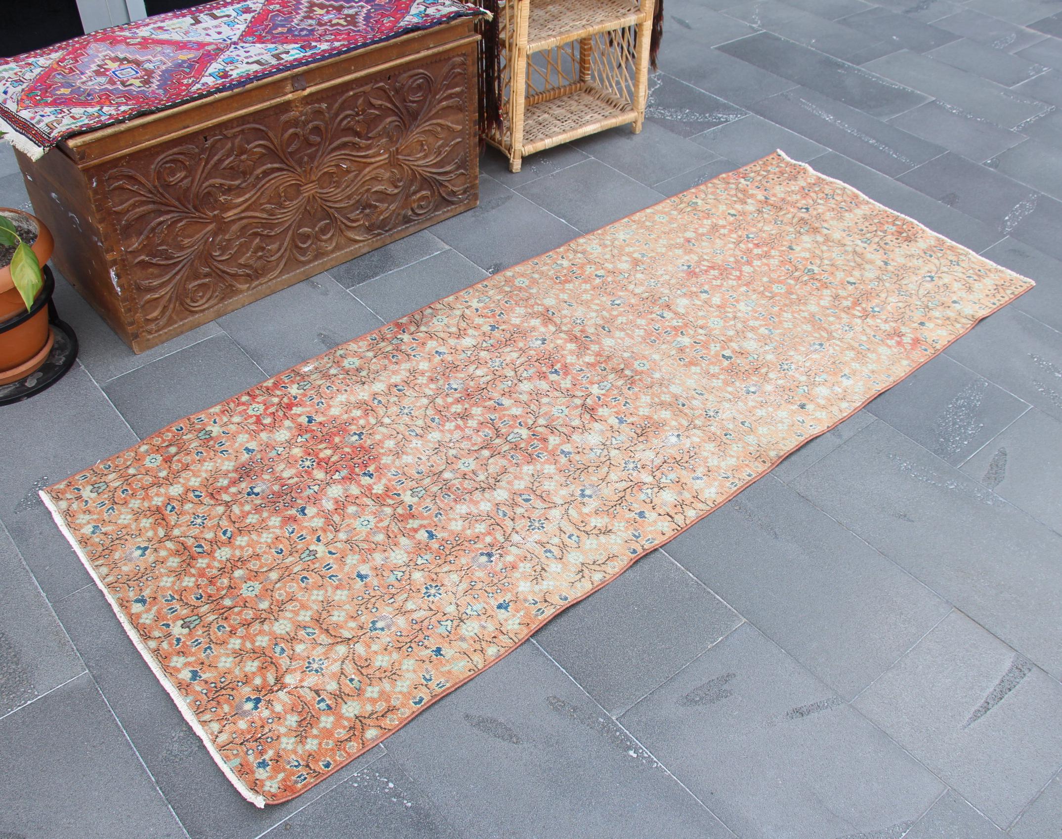 ササ　ペールオレンジ　ランナー　174×65 トルコヴィンテージラグ トルコ製ランナーラグ、ヴィンテージ手織りラグ、廊下用ラグ