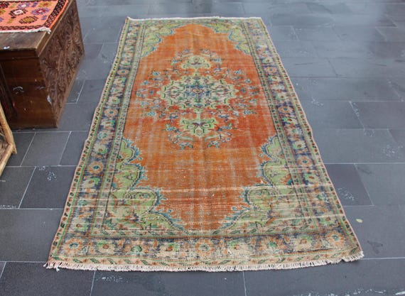 Organic wool rug, Area rug, Vintage rug , Turkish rug , Free Shipping 4.2 ft x 8.6 ft  Oriental rug , Handknotted rug , Boho rug , MB14582