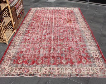 turkish oushak rug, vintage rug, area rug Free Shipping 5.7 x 9.4 ft handknotted rug, bohemian rug, wool rug, rug, decorative rug MBZ4475