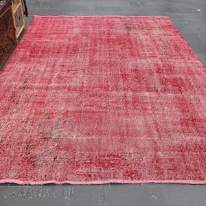 Large area rug, Turkish rug, Vintage rug, Diningroom rug, Handmade rug, Natural wool rug, Overdyed rug, Rustic decor, 7 x 9.9 ft MB10505