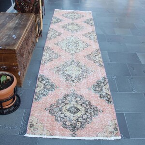 Turkish rug, Vintage runner rug, Hallway rug, Wool rug, Herki rug, Boho decor, Corridor rug, Stairway rug, Home decor, 2.7 x 10.8 ft MB14490