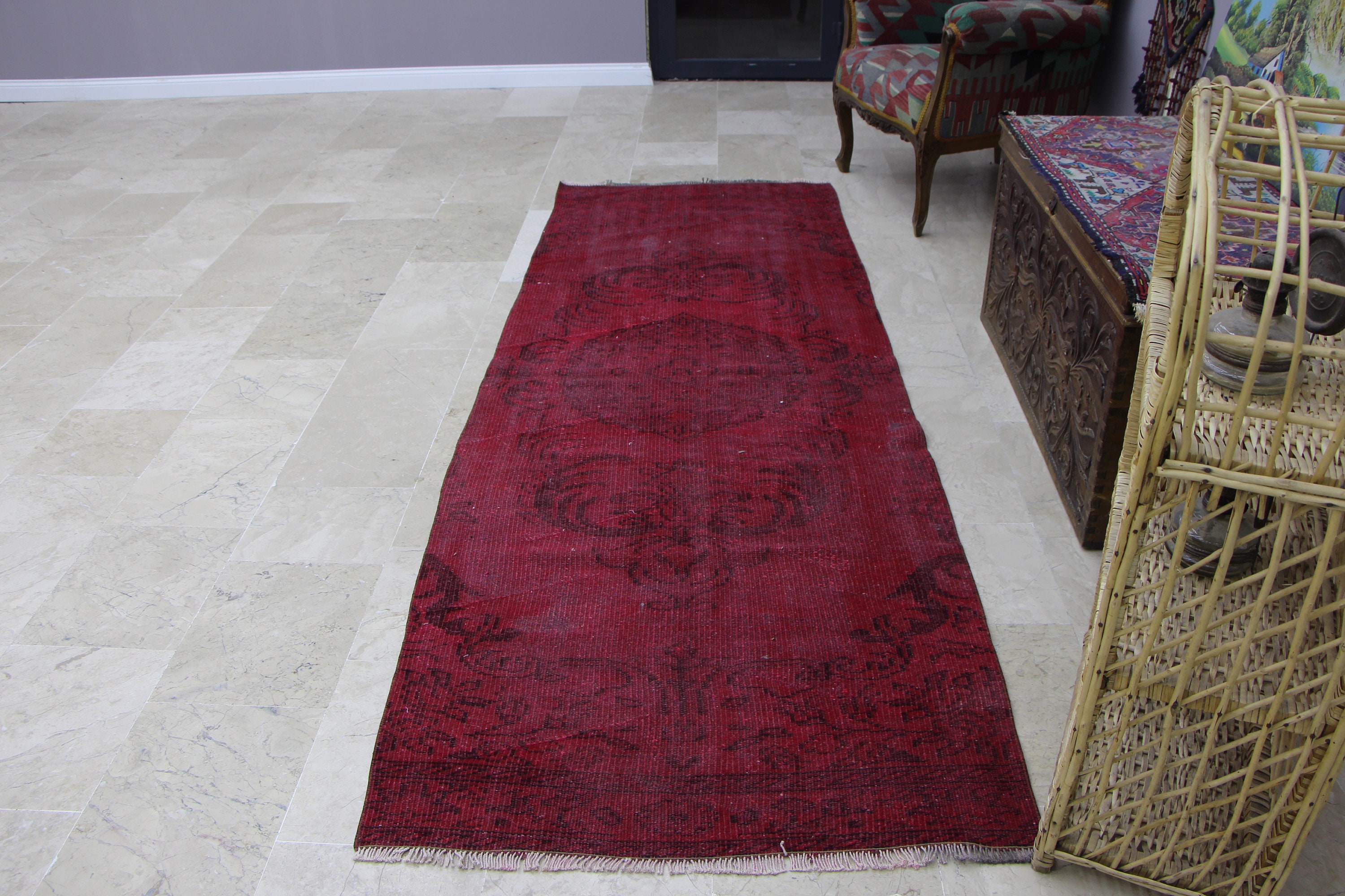 Hallway Rug Red Runner Rug Vintage Area Rug Turkish Etsy