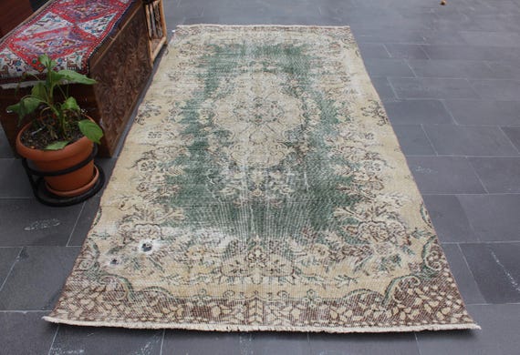 large rug, turkish area rug, diningroom rug  4.7 x 9.4 ft Free Shipping , green rug , handmade rug , boho decor rug , vintage rug , MB8989