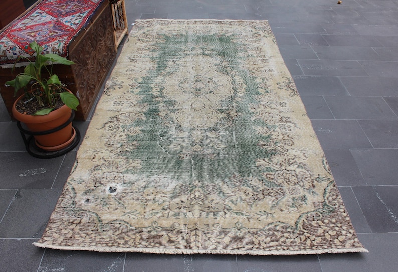 large rug, turkish area rug, diningroom rug  4.7 x 9.4 ft Free Shipping , green rug , handmade rug , boho decor rug , vintage rug , MB8989