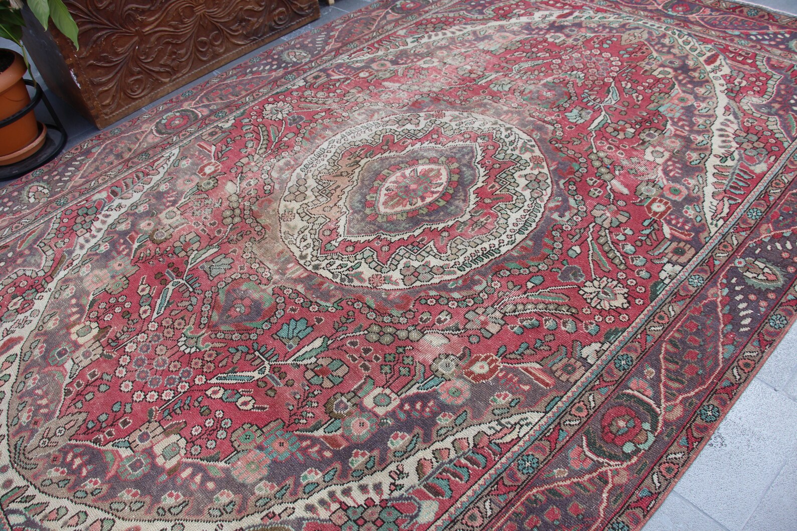 Vintage Red Area Rug Rustic Kitchen Decor Turkish Handmade - Etsy