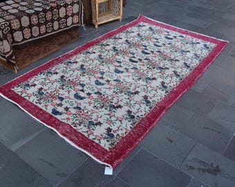 Turkish rug, Beige area rug, Boho rug, Oushak rug, Home decor, Bohemian rug, Decorative rug, Natural rug, Turkey rug, 4.6 x 8.0 ft, MB8586