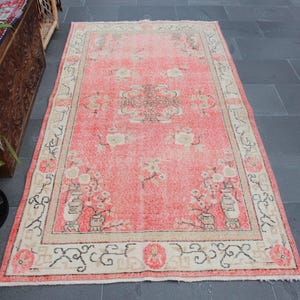 Turkish rug, Area rug, Handmade rug, Wool rug, Oushak rug, Home decor, Bohemian rug, Tribal rug, Natural rug, Carpet 3.7 x 7 ft MBZ1612