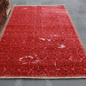 Vintage area rug, Red rug, Bedroom rug  4.9 Ft X 8.1 Ft Free Shipping , Wool rug , Turkish rug , Floral rug , Boho decor rug , Rugs MB9548