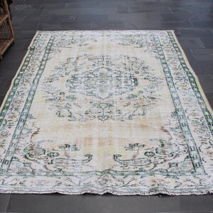 Turkish rug, Vintage rug, Area rug, Bedroom rug, Handmade rug, Oushak rug, Tribal rug, Rustic rug, Aztec rug, Carpet, 5.9 x 8.2 ft MB14053