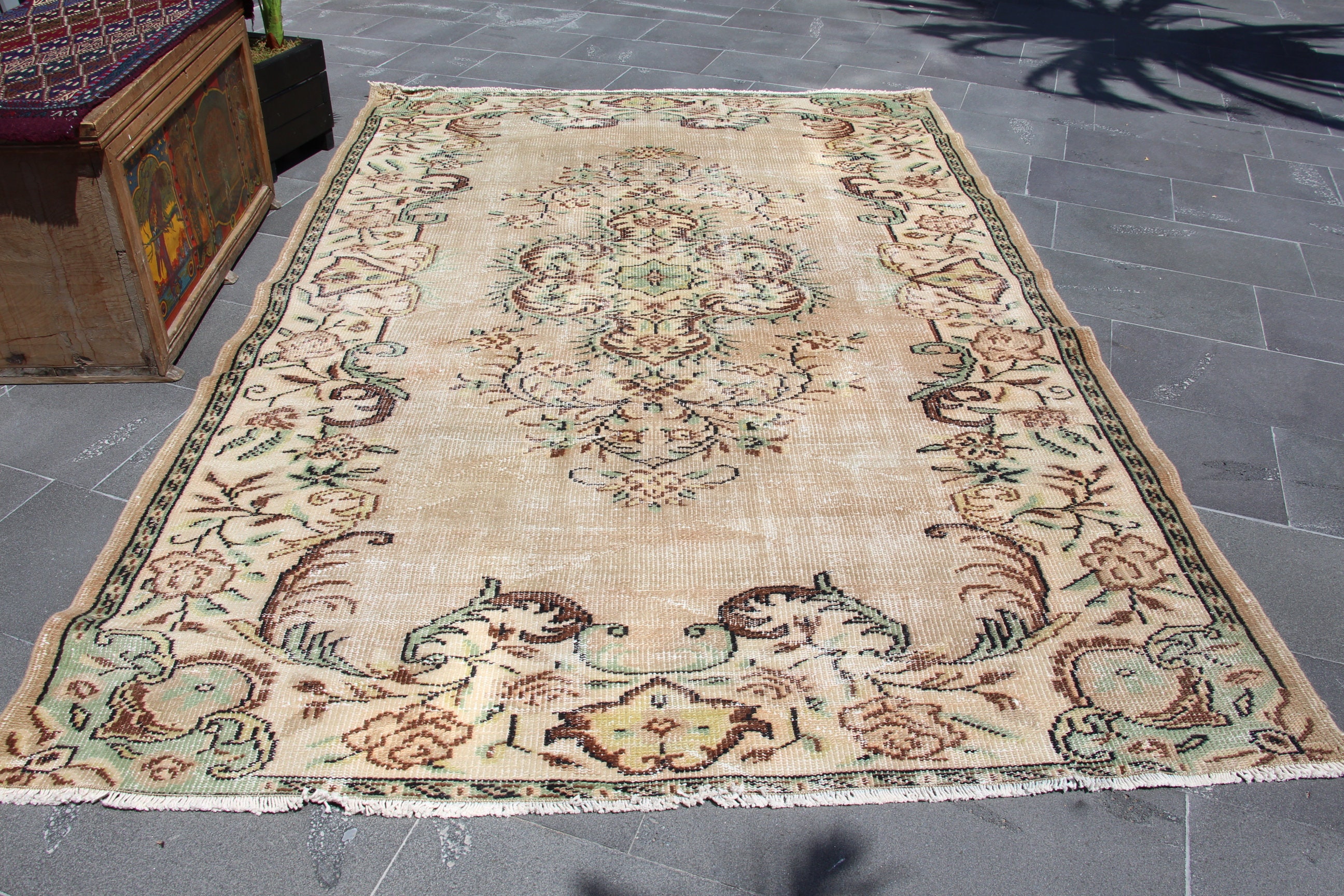 Turkish Rug, Vintage Rug, Diningroom Rug, Organic Wool Rug