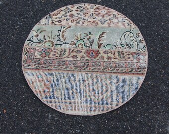 Aztec rug Circle rug Turkish rug Round rug Area rug Frontdoor rug Free Shipping 2.7 x 2.7 ft rug Bohemian rug Wool Rug MB12933