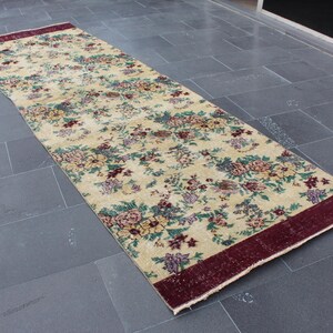 Corridor rug, Turkish rug, Vintage rug, Handmade rug, Boho rug, Oushak rug, Home decor, Aztec rug, Hallway rug, Carpet 3.0 x 9.9 ft MB10226