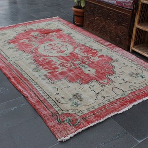 Turkish rug, Vintage area rug, Livingroom rug, Organic wool rug, Oriental rug, Home decor, Boho decor, Handmade rug, 5.2 x 8.3 ft MB9119 image 3