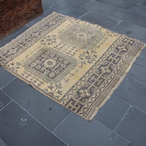 Handmade rug, Wool rug, Turkish rug, Area rug, Oushak rug, Home decor, Bohemian rug, Tribal rug, Natural rug, Carpet 4.1 x 4.7 ft MB14609