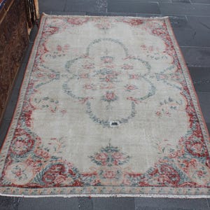 Tappeto turco, tappeto Oushak, tappeto vintage Spedizione gratuita 3,5 x 6,4 piedi Tappeto con decoro boho, tappeto Etsy, tappeto turco, tappeto di lana, tappeto boho MBZ2774