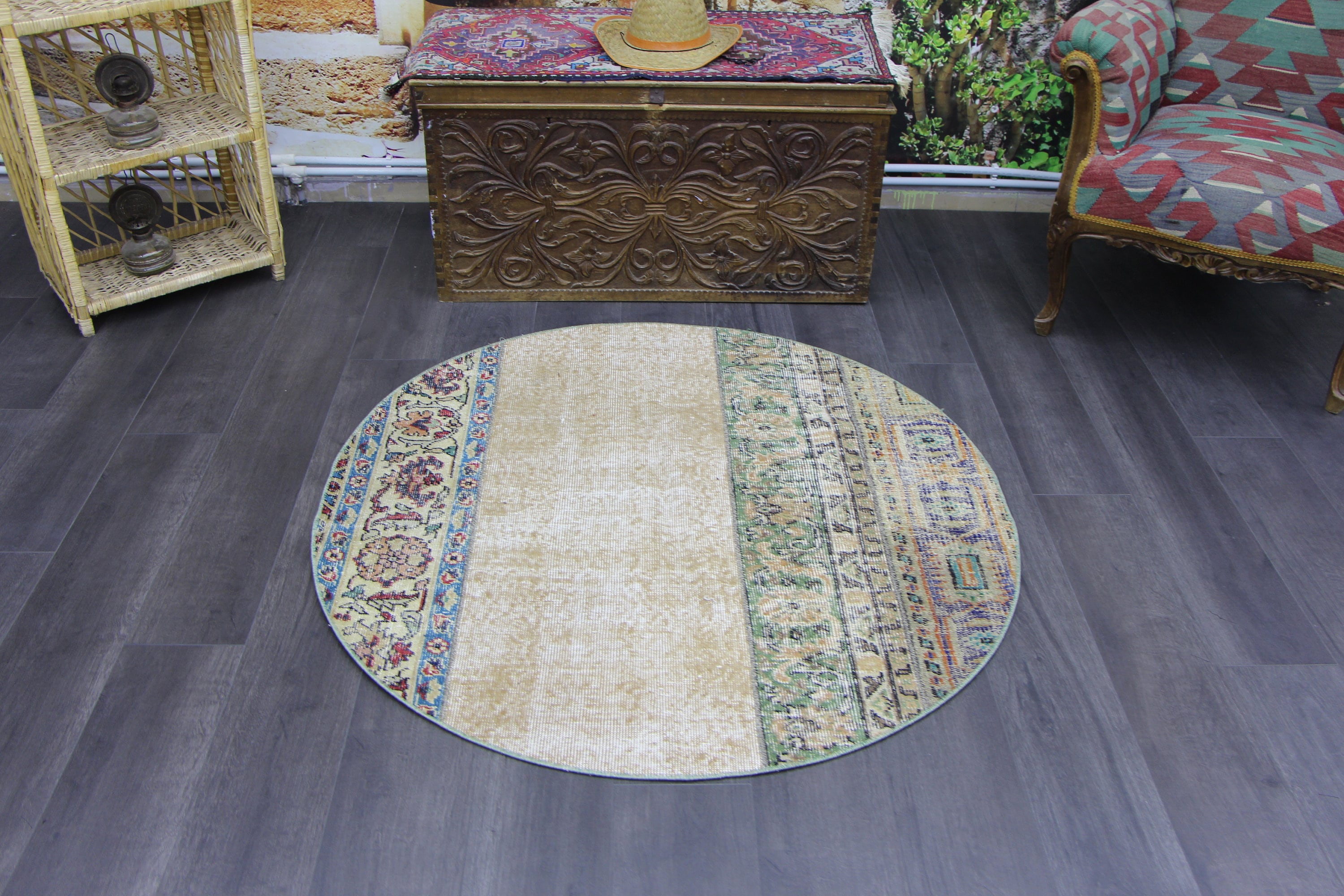 Round Turkish Rug Boho Rug Turkey Rug 4.1 X 4.1 Ft Circle Etsy