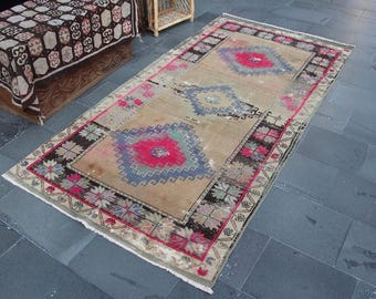 kolorowy dywan vintage, dywan turecki 4,1 x 8,3 stopy. Darmowa wysyłka dywan wełniany, dywan boho, dywan boho, ręcznie robiony dywan, dywanik, dywan podłogowy MB5062