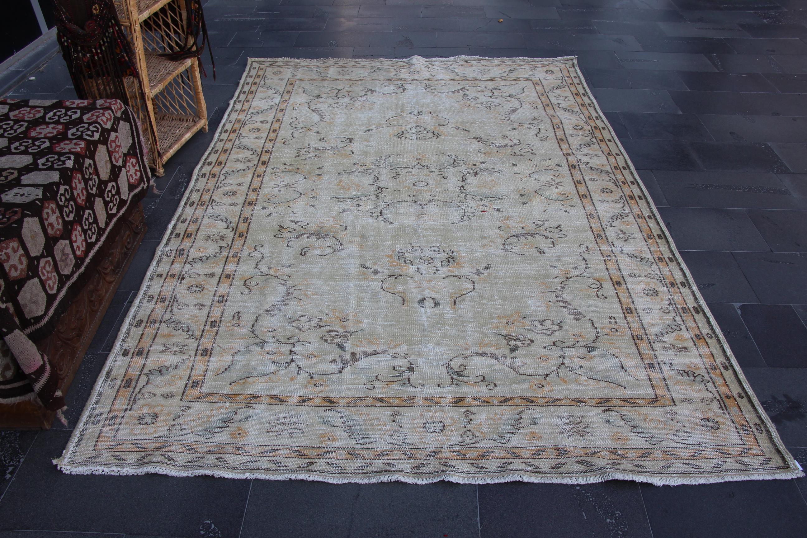 トルコ ヴィンテージラグA42 レア 高級 ミラス アプリコット ベージュ トルコ絨毯、ヴィンテージ絨毯、装飾エリア絨毯、天然絨毯