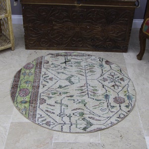 Turks tapijt, kalkoen tapijt, slaapkamertapijt, vintage tapijt 3,2 x 3,2 ft boho tapijt, antiek tapijt, klein tapijt, wollen tapijt, woondecoratie, MB9396