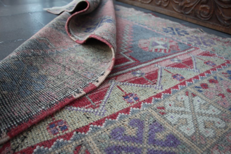 Turkish small rug, Vintage rug, Doormat rug, Bohemian rug, Home decor, Natural rug, Aztec decor, Bathroom rug, 3.5 x 5.8 ft MBZ3443 image 8