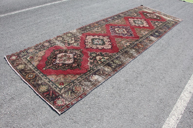 runner rug turkish rug vintage rug Free Shipping 4.3 x 12.8 ft oushak runner rug organic wool rug MB6520 floor rug hallway rug