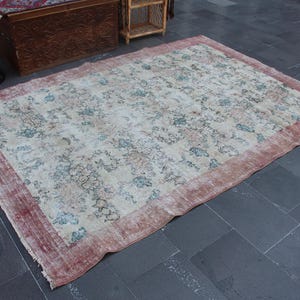 Turkish area rug, Vintage handmade rug, Bohemian rug, Kitchen decor, Bedroom rug, Oriental rug, Oushak rug, Boho decor 5.9 x 8.3 ft. MBZ4111