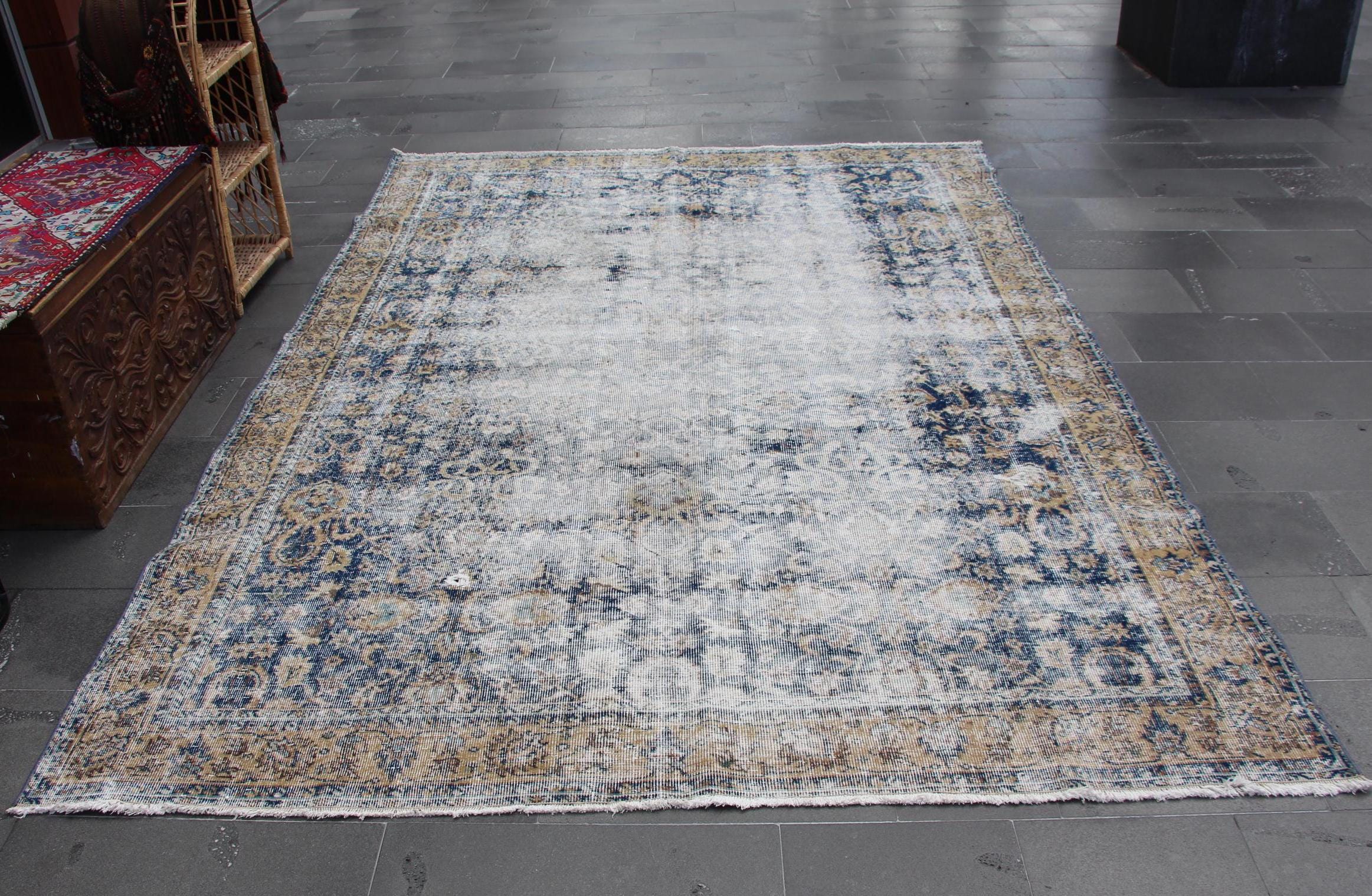 116×212\" Feel nature”ViNTAGE TURKiSH RUG Turkish Vintage Rug,handmade Organic Wool Rug,oriental