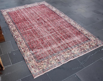 Turkish large rug, Vintage green area rug, Natural rug, Oushak rug, Livingroom decor, Boho home decor, Oriental rug 5.3 x 8.6 ft MB14607