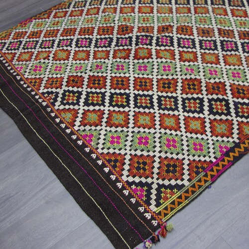Turkish kilim rug, Vintage oriental kilim rug, Kilim area rug, Rustic kitchen decor, Home decor, Bohemian kilim rug, shops 6 x 8.4 Ft MB12865