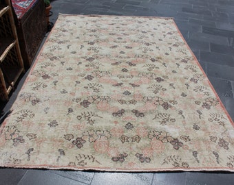 oushak rug, vintage rug, area rug, turkish rug, Free Shipping 5.9 x 9.2 ft handknotted rug, home decor rug, floor rug, anatolian rug, MB3981