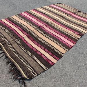 Striped kilim rug, Vintage rug, Kilim rug, Aztec kilim rug, Turkish kilim rug, 6.2 x 10.3 ft. Tribal rug, Wool rug, Large kilim rug, MB12514