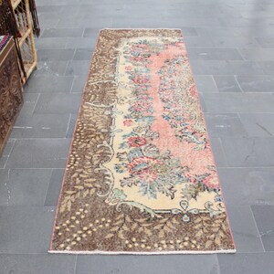 Muted runner rug, Turkish vintage hallway rug, Handmade organic wool rug, Bohemian decor, Home decor, Entryway rug, 2.9 x 9.6 ft MB13795