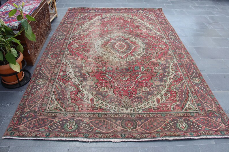 Vintage Red Area Rug Rustic Kitchen Decor Turkish Handmade - Etsy