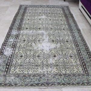 Green area rug, Large vintage rug, Bohemian rug Free Shipping 5.0 x 9.0 ft Livingroom rug , Turkish wool rug , Oriental rug , Rugs MB9527