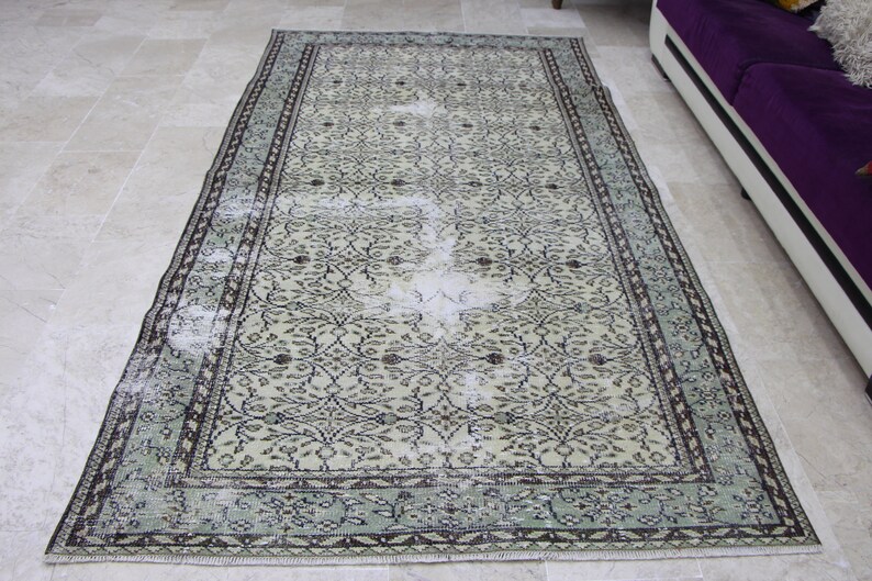 Green area rug, Large vintage rug, Bohemian rug Free Shipping 5.0 x 9.0 ft Livingroom rug , Turkish wool rug , Oriental rug , Rugs MB9527