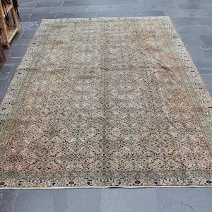 Large Turkish rug, Area rug, Handmade rug, Wool rug, Oushak rug, Home decor, Bohemian rug, Tribal rug Natural rug 5.9 x 9.1  ft MBZ3305